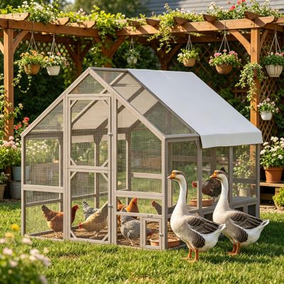 Modern Pet Coop, Duck Coop, Chicken Run Cage, Wooden Chicken Coop
