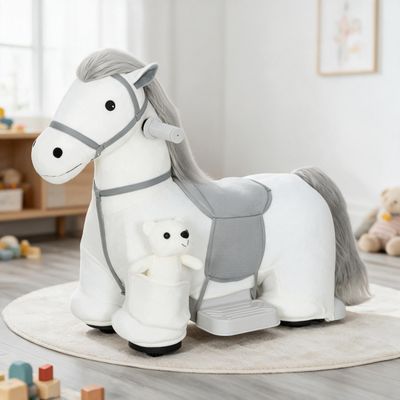 Children's Ride - On Horse with Soft Texture - Gray, White