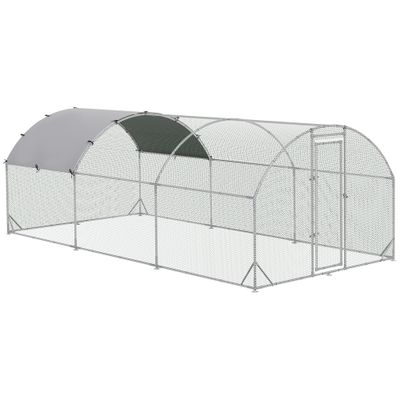 PawHut Large Chicken Coop Metal Chicken Run with Waterproof and Anti