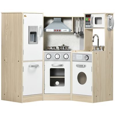 Qaba Ultra - Big Corner Kids Kitchen Playset with Sound Effects