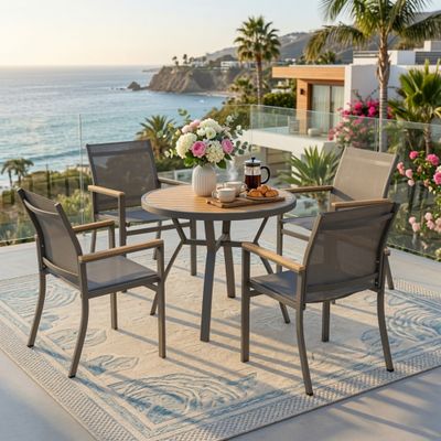 5 - Piece Grey Aluminum Patio Dining Set - 35.4 x 35.4 x 28.7 in. / 24