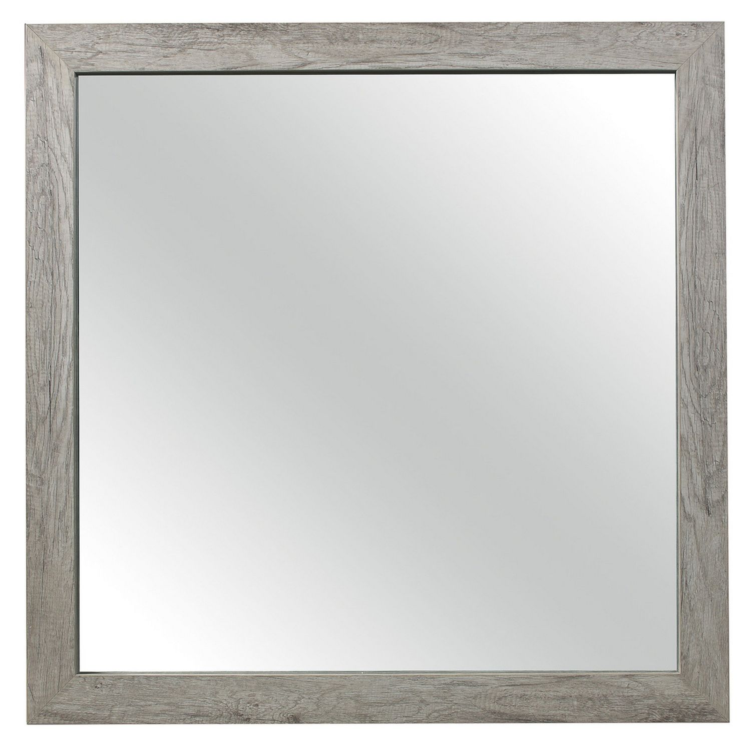 Zane 39 Zane 39" Transitional Mirror, Square Wood Frame, Weathered Gray Veneer
