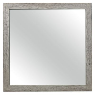 Zane 39 Zane 39" Transitional Mirror, Square Wood Frame, Weathered Gray Veneer