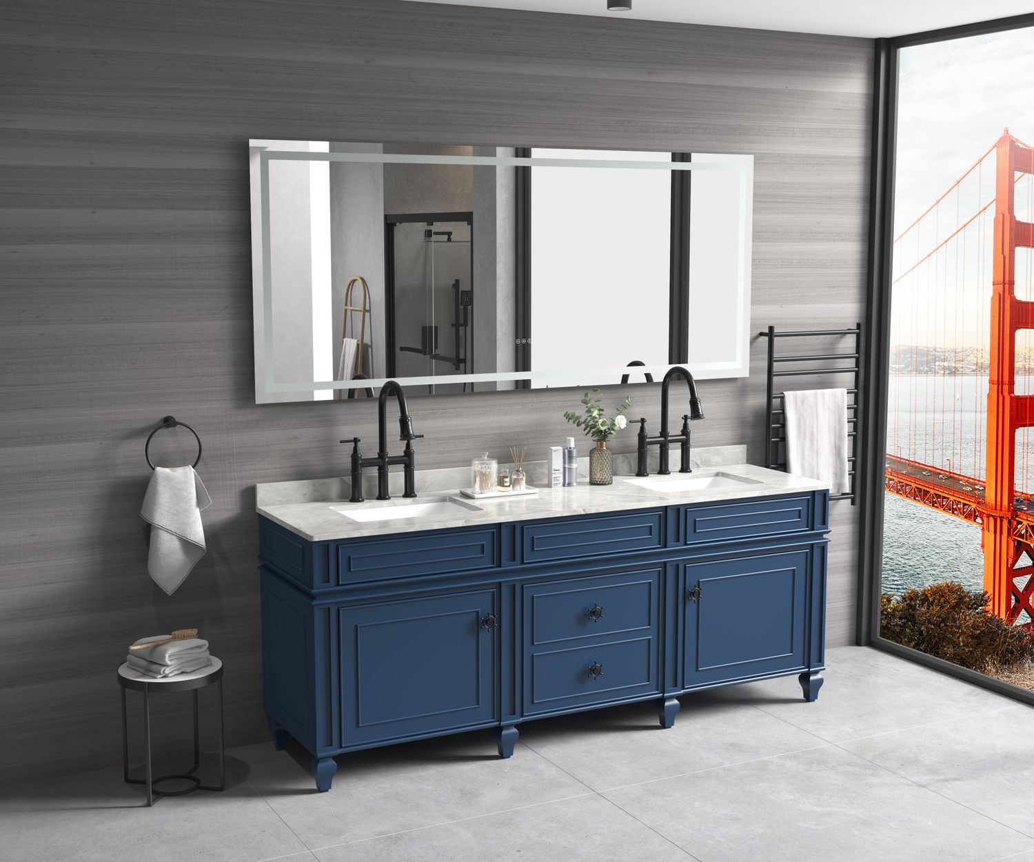 84 x 40 84 x 40" LED Bathroom Mirror with Front and Backlight - White