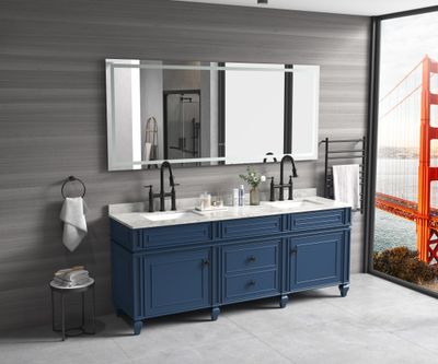 84 x 40 84 x 40" LED Bathroom Mirror with Front and Backlight - White