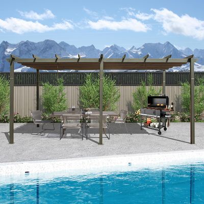 11 X 20 FT Outdoor Living Outdoor Retractable Pergola with Weather