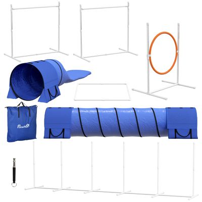 PawHut 7 Piece Dog Agility Training Equipment - Blue