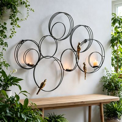 31.5x2.5x21.5 Banyan Birds Wall Accent - Black