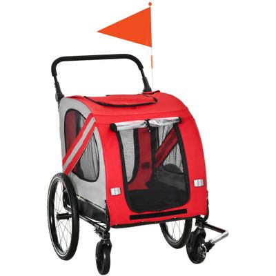 Aosom 2 - in - 1 Pet Bike Trailer for Small Dogs - Red