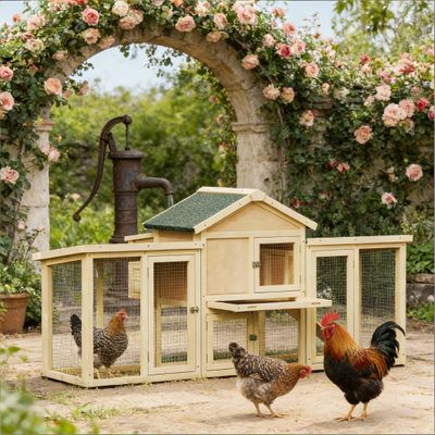 Stable Pet House, Backyard Chicken Coop, Wooden Chicken Coop - Natural