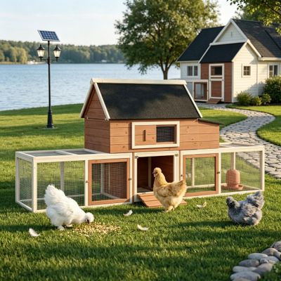 Wooden Chicken Coop, Outdoor Chicken Cage Poultry Hen House with