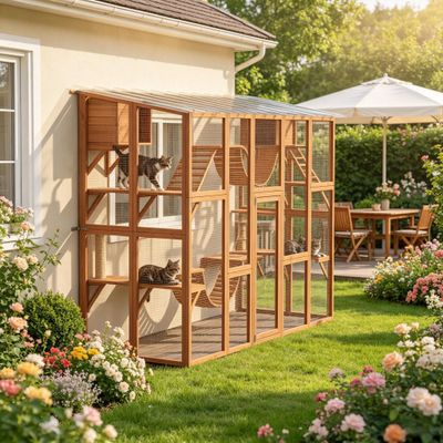 Outdoor Cat Villa with Modular Design - Orange