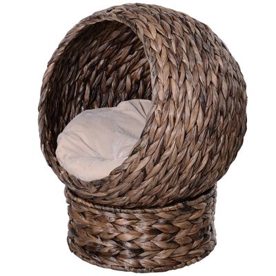PawHut Handwoven Elevated Cat Bed with Soft - 19.75x16.5x23.5IN