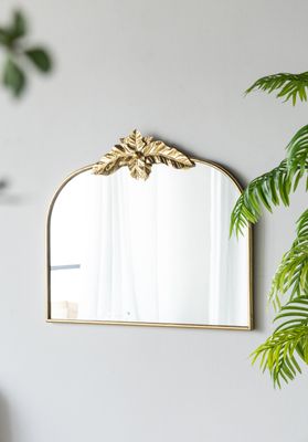 39.5" x 35" Gold Arched Mirror with Metal Frame, Wall - Mounted Mirror