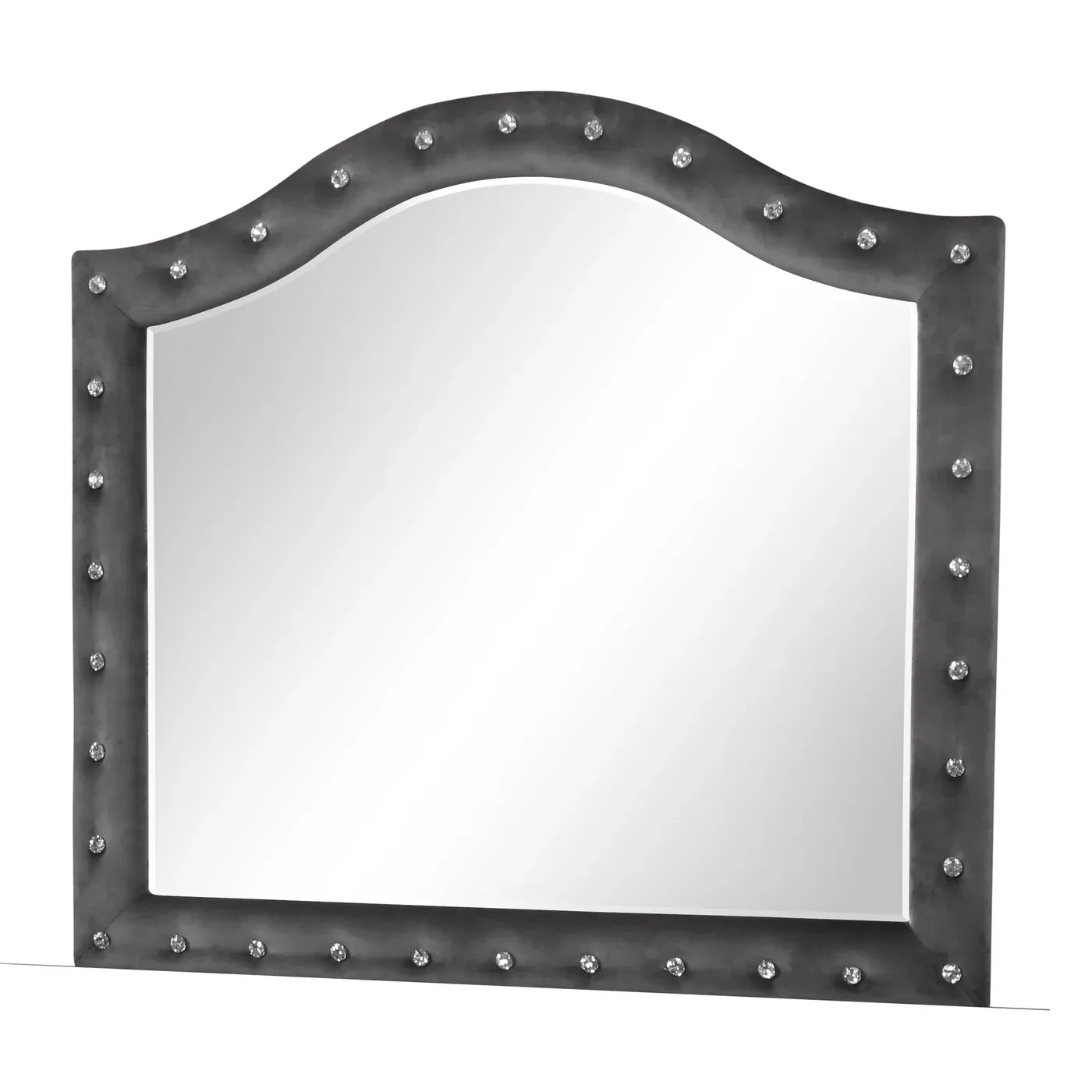 Sophia Modern Style Crystal Tufted Upholstery Mirror finished with V