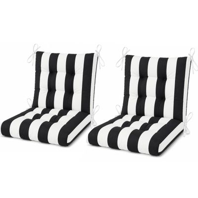 Outdoor Chair Cushions Set of 4 - White+Black
