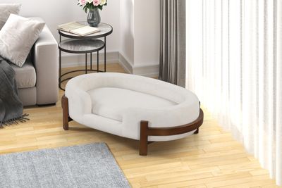 Calming Dog Bed Durable Fabric Pet Furniture 1pc - Beige