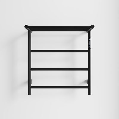 Heated Towel Rack with Top Shelf - Black