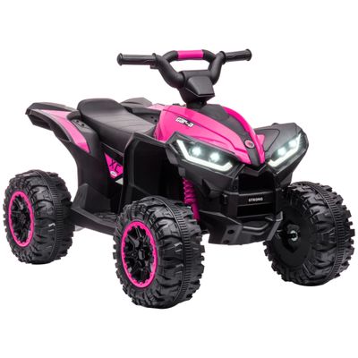Aosom 12V Kids ATV Quad Car with Forward & Backward Function - Pink