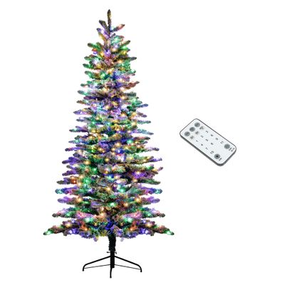 HOMCOM 7.5 ft Pre - Lit Mountain Pine Artificial Christmas Tree