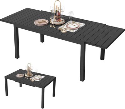 Expandable Patio Dining Table 60 to 83 Inches - Black
