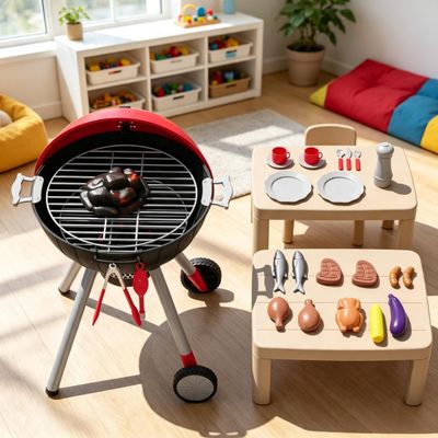 Interactive Kids BBQ Grill - Black+Red