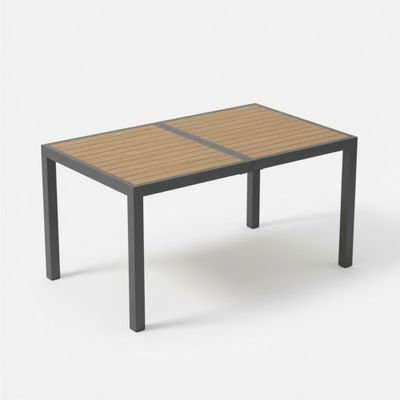 59” Grey Aluminum Rectangle Outdoor Patio Table - All Weather HDPS