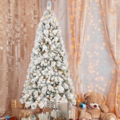 4FT Flocked Christmas Tree with 150 Warm White LED Lights - 350Tips