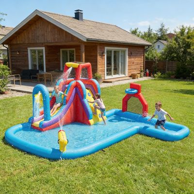 Inflatable Water Bouncy Castle, Inflatable Water Slide 6 in 1 Water