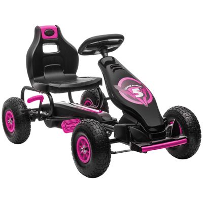 Aosom Kids Pedal Go Kart Ride - on Toy with Ergonomic Comfort - Pink