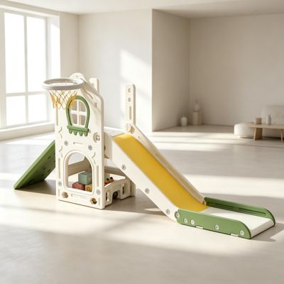 Multifunctional Indoor Slide with Basketball Hoop