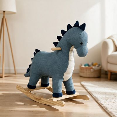 Soft Rocking Dinosaur, Children's Interactive Dino Rocker - Dark Blue