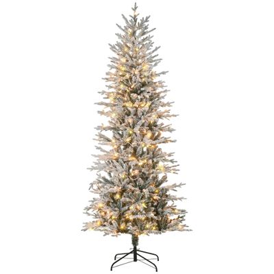 HOMCOM 7.5ft Tall Prelit Artificial Christmas Tree Holiday Décor with