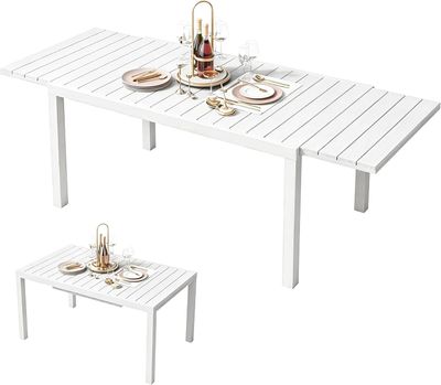 Expandable Patio Dining Table 60 to 83 Inches - White