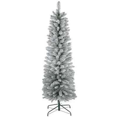 HOMCOM 6ft Artificial Pencil Christmas Tree with 329 Snow Flocked Tips