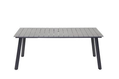 Outdoor Dining Table, Metal Frame & Plastic Wood Top - Grey