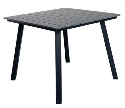 Square Patio Dining Table with Umbrella Hole - Antique Dark Grey