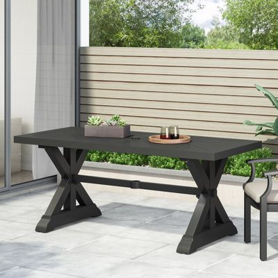 Outdoor Aluminium Dining Table, Antique Matte Black - Antique Black