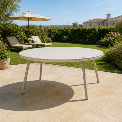 Off - White Oval Outdoor PE Rattan Glass Dining Table – Elevate Your