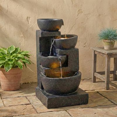 29 - Inch Terrazzo Style LED Outdoor Indoor Water Fountain with