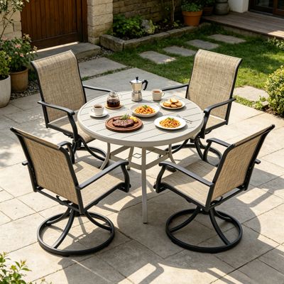 Outdoor Patio Furniture Set - Black+Beige