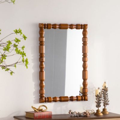 Vintage Wooden Carved Wall Mirror - Brown
