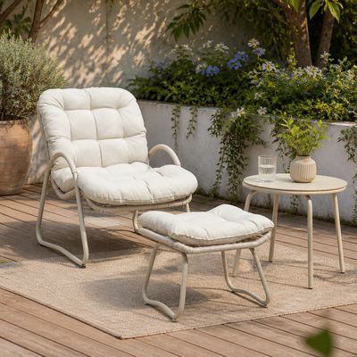 3 - Piece Off - White Woven Rope Patio - Off White 3 - Piece Off - White Woven Rope Patio - Off White