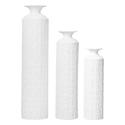 3 - Piece Modern Metal Floor Vase Set - White