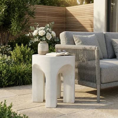 Outdoor MGO Round Top Side Table/End Table - Antique White