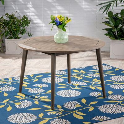 Round Acacia Wood Dining Table - Grey