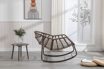 Outdoor Rattan Rocking Chair - Navy Blue - Steel - Model W640P523123