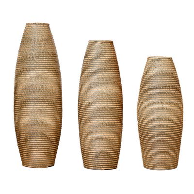 3 - Piece Handcrafted PVC Floor Vase Set - beige brown