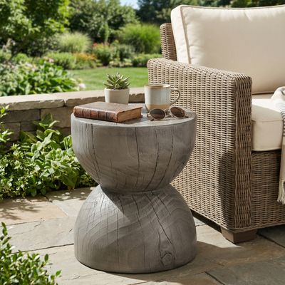 16.54"H Realistic Wood Vibe MGO Side Table – Indoor & Out - Grey