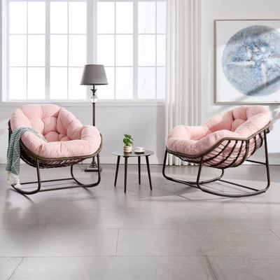 Outdoor Rattan Rocking Chair - Pink
